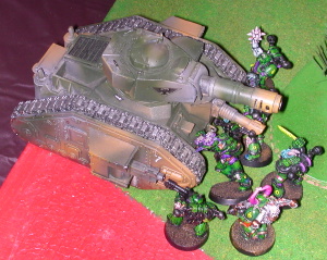 Plague Marines assault Leman Russ