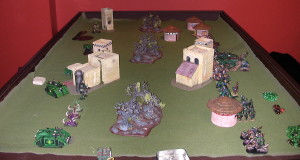 Ork and Nurgle forces arrayed for battle