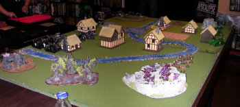 Two armies deployed on a table